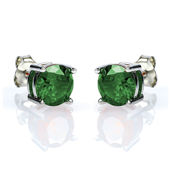 Round Cut Emerald Stud Earrings