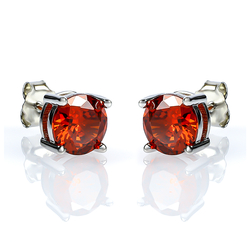 Round Cut Fire Opal Stud Earrings