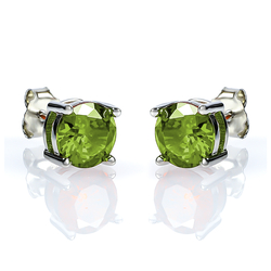 Round Cut Peridot Stud Earrings