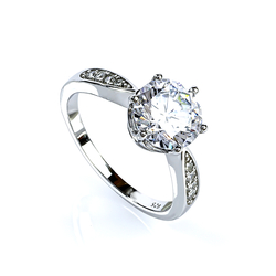 9 mm Engagement .925 Silver Ring