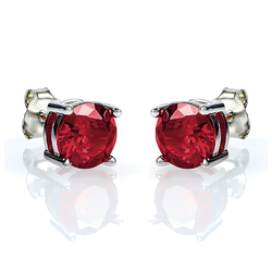 Round Cut Ruby Stud Earrings