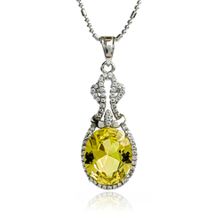 32 mm x 12 mm Yellow Color Changing Alexandrite Silver Pendant