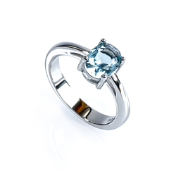 Aquamarine Sterling Silver Wedding Ring