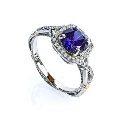 Brilliant Cut Tanzanite Sterling Silver Ring Fashion Ring