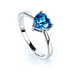 Solitaire Blue Topaz Ring Sterling Silver 925 Heart