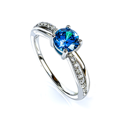 Engagement Ring in Silver With Swiss Blue Topaz