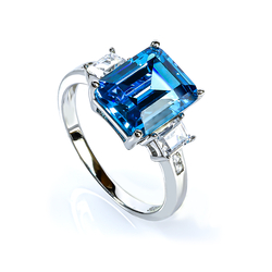 Swiss Blue Topaz Sterling Silver Emerald Cut Ring