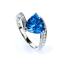 Trillion Cut Blue Topaz .925 Silver Ring