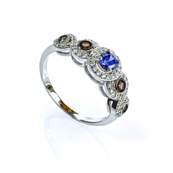 Tanzanite and Chocolate Diamond Sterling Silver Ring