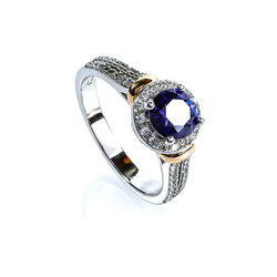 Brilliant Cut 6 mm Tanzanite Sterling Silver Ring Fashion Ring