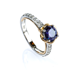 Brilliant Cut 8 mm Tanzanite Sterling Silver Ring Fashion Ring