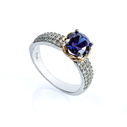 Round Cut 7 mm Tanzanite Sterling Silver Ring