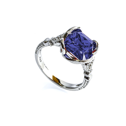 Tanzanite Cushion Cut Stone Ring