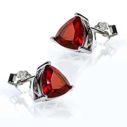 Trillion Cut Fire Opal Stud Earrings