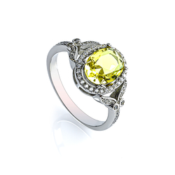 Yellow Alexandrite Sterling Silver Ring Fashion Ring
