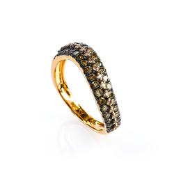 14K Yellow Gold Chocolate Diamonds Ring 0.76 Ctw