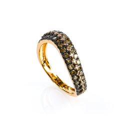 0.76 Ctw Anillo de Oro Amarillo de 14K con Diamante Chocolate