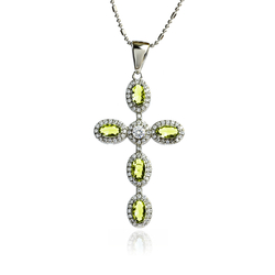 Sterling Silver Cross With Alexandrite and Zirconia