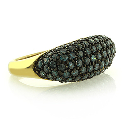 Anillo de Oro Amarillo Macizo 14K con Diamantes Azules