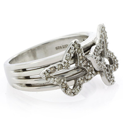 Genuine Diamond Butterfly Silver Ring