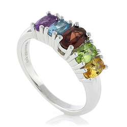 Sterling Silver Genuine Multi Gems Ring