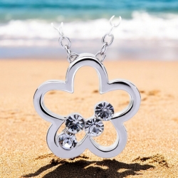 Collar de Flor con Cristales Blancos Swarovski