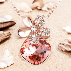 Collar de Swarovski bañado en Oro Rosa de 14K Color Rosa