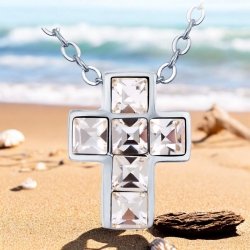 Cruz de Rodio con Cristal Swarovski