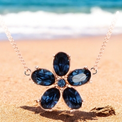 Collar Swarovski de Flor Azul