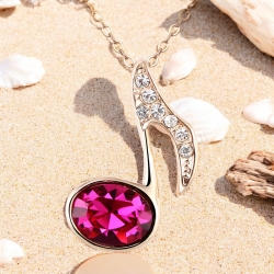 Collar Nota Musical Swarovski Fiucsa con Baño de Oro 18K