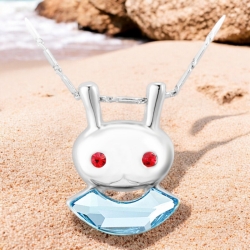 Bonito Collar de Conejito de Cristal color Azul