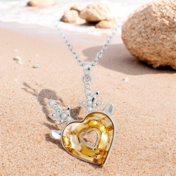 Divino collar de Swarovski con Rodio en forma de Corazón Color Ámbar