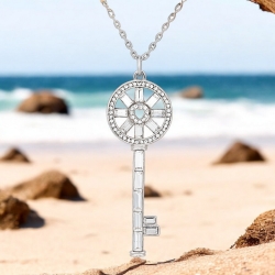 Collar de Llave de Rodio y Cristal Swarovski