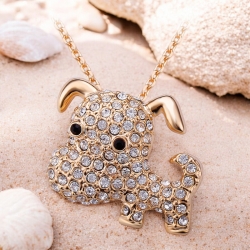 Collar con Baño de Oro Rosa de 18K en Forma de Perrito