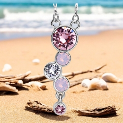 Hermoso Collar con Cristales Swarovski en Tonos Rosados