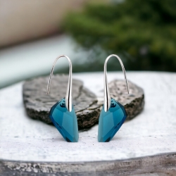 Aretes de Cristal Swarovski Azul con Baño de Oro 18K