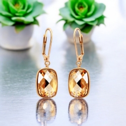 Elegantes Aretes de Cristal Swarovski Color Dorado