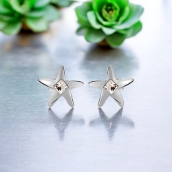 Aretes de Cristal Swarovski Color Blanco en Forma de Estrella