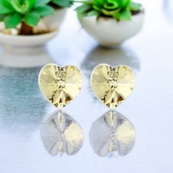 Hermosos Aretes de Cristal Swarovski Ambar Color En Forma de Corazón