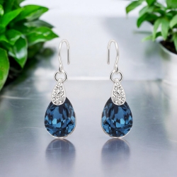 Hermosos Aretes Swarovski en Forma de Gota Azul