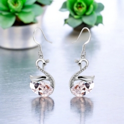 Aretes de Swarovski con Rodio en Forma de Cisne Color Blanco