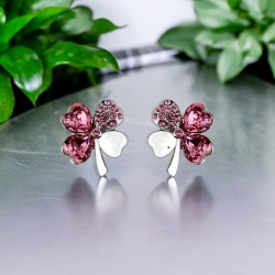 Artes de Trébol Rosa en Cristal Swarovski con Baño de Oro 18K