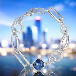 Pulsera de Rodio con Cristal Swarovski Azul