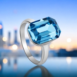 Cristal Swarovski Color Azul Anillo