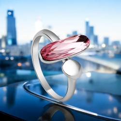 Anillo con cristal de Semilla Swarovski Rosa