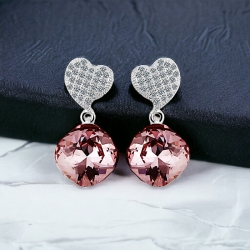 Aretes de Plata 925 Con Amatista Color Swarovski