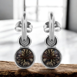 Aretes Redondos de Cristal Swarovski Negro