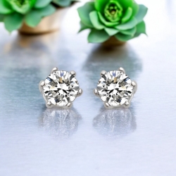 Aretes Blancos de Diamante Simulado Con Plata