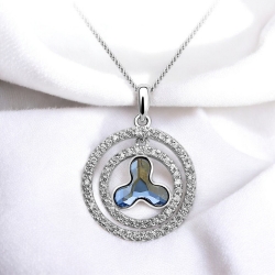 Dije de Cristal Swarovski Color Azul en Plata de Ley