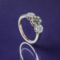 0.75 Ctw Anillo de Flor Oro Amarillo de 14K con Diamante Chocolate